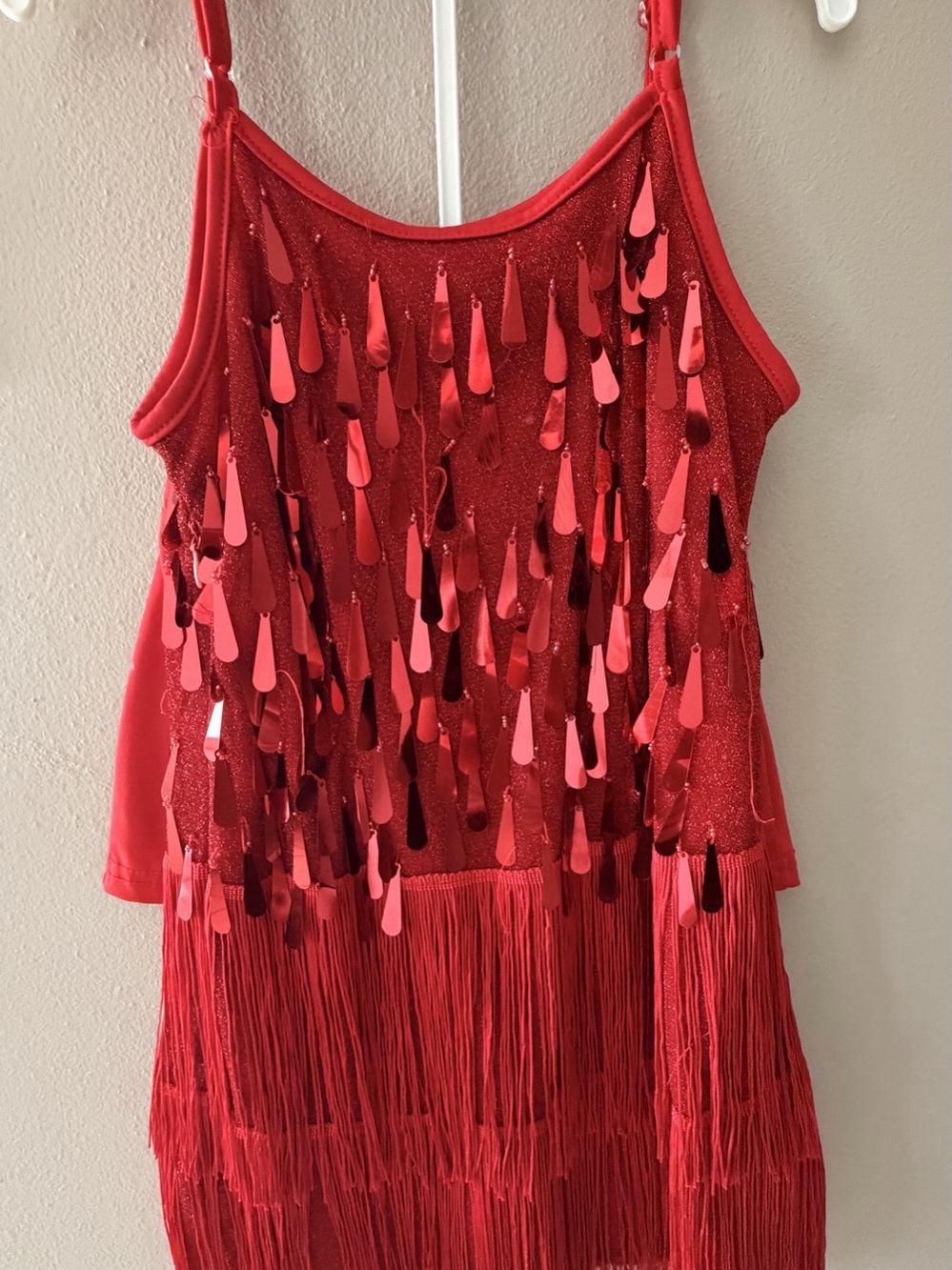 Red Fringed Dance Costume Girls 6-7